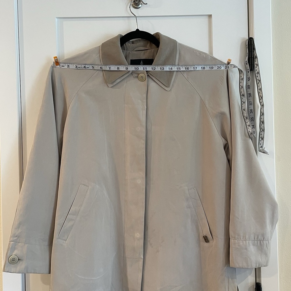 London Fog Womens Barn Chore Coat Jacket Faux Suede Tan Brown Collar Pockets L - Picture 8 of 16